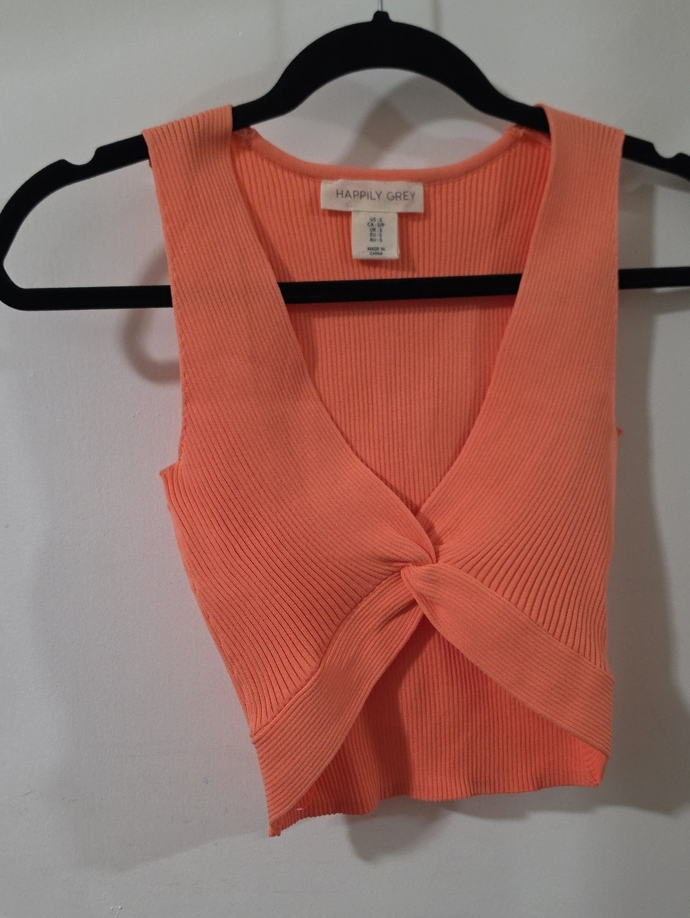 Happily Grey Coral Twist-Front Ribbed Sleeveless Top